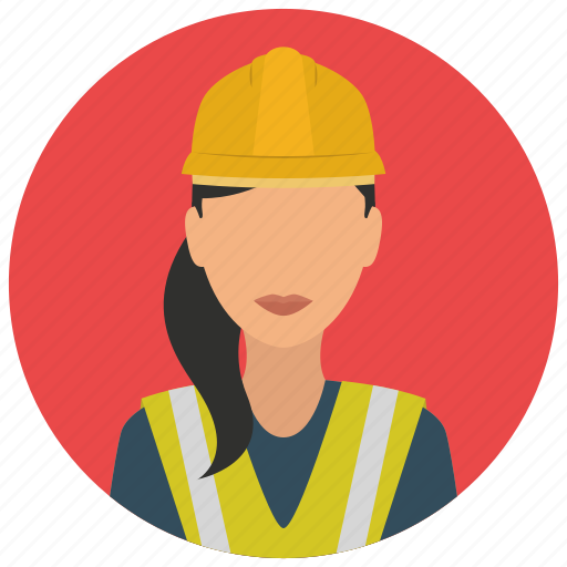 Construction, helmet, jacket, services, woman, avatar icon - Download on Iconfinder
