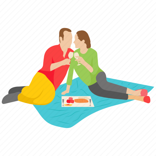 Couple, outdoor picnic, married couple, couple picnic, romance, outdoor couple illustration - Download on Iconfinder