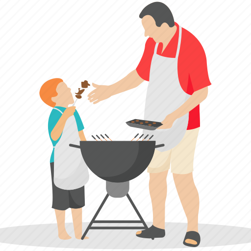 Bbq, camp food, family picnic, family time, grilled cooking illustration - Download on Iconfinder