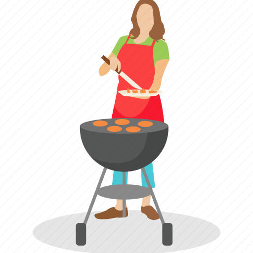 Bbq, camp cooking, chef cooking, grilled food, outdoor cooking illustration - Download on Iconfinder