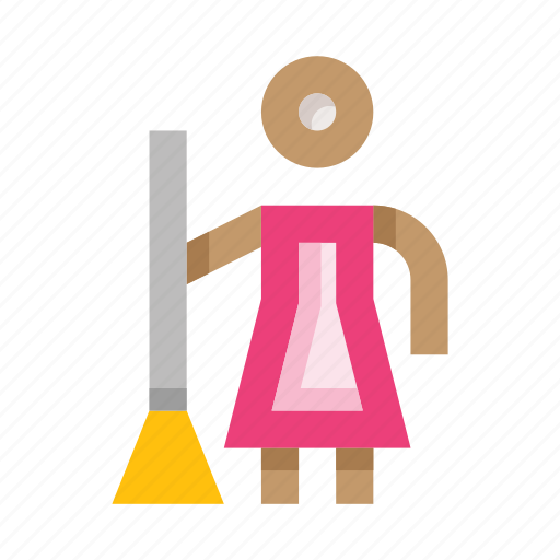 Cleaner, woman, housekeeping, mop, janitor, broom icon - Download on Iconfinder
