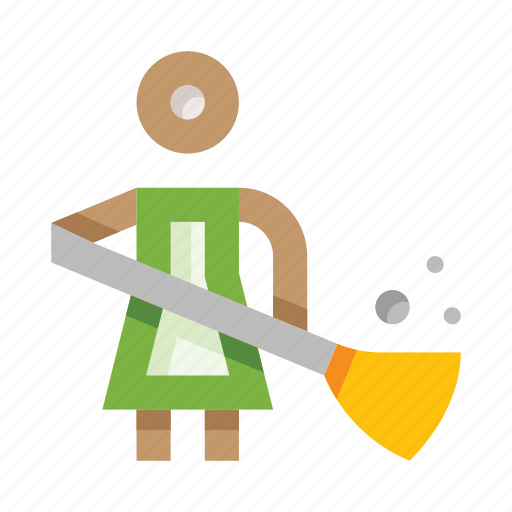 Cleaner, woman, housekeeping, janitor, broom icon - Download on Iconfinder