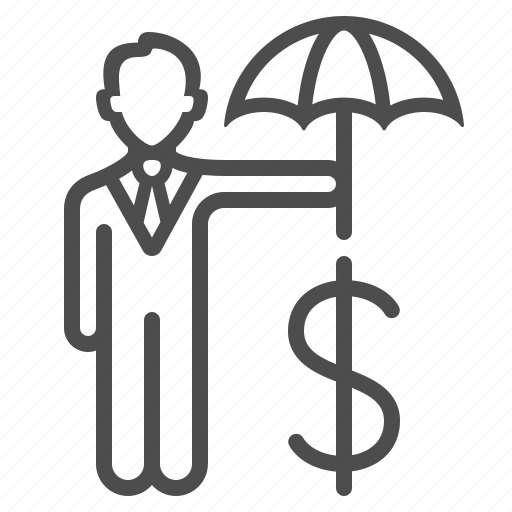 Businessman, dollar, finance, insurance, investment, man, umbrella icon - Download on Iconfinder