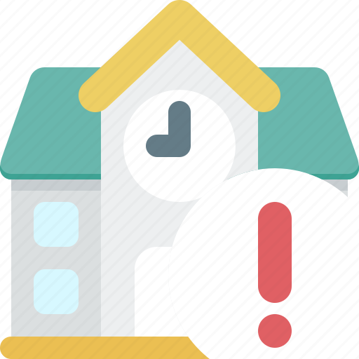School, circle, exclamation, study, building, learning, warning icon - Download on Iconfinder