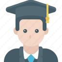 user, graduate, profile, graduation, cap, diploma