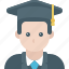 user, graduate, profile, graduation, cap, diploma 