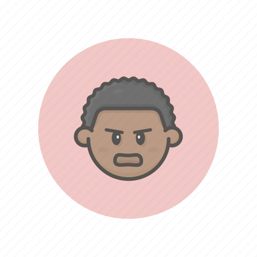 Boy, afro, face, avatar, angry, mood icon - Download on Iconfinder