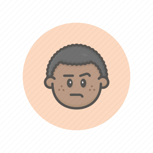 Boy, afro, face, annoyed, mood, emoticon icon - Download on Iconfinder