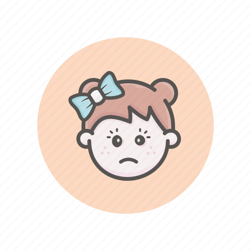 Face, avatar, annoyed, girl, sad, hair bow icon - Download on Iconfinder