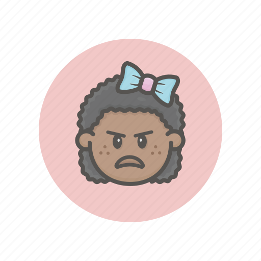 Girl, afro, face, avatar, angry, ribbon icon - Download on Iconfinder