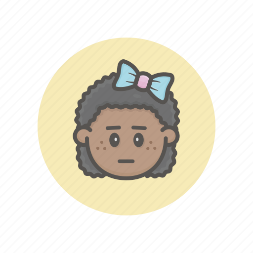Girl, afro, avatar, disappointed, mood, ribbon bow icon - Download on Iconfinder