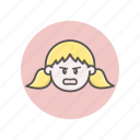 girl, face, angry, user avatar, circle background