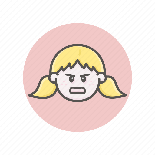 Girl, face, angry, user avatar, circle background icon - Download on Iconfinder