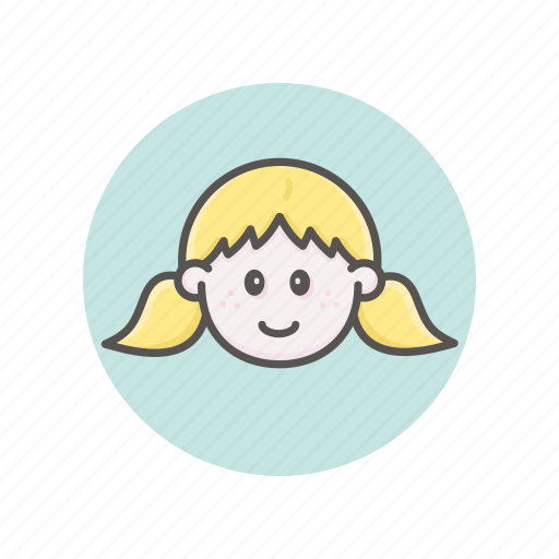 Face, avatar, happy, female, blond hair, two hair tails icon - Download on Iconfinder