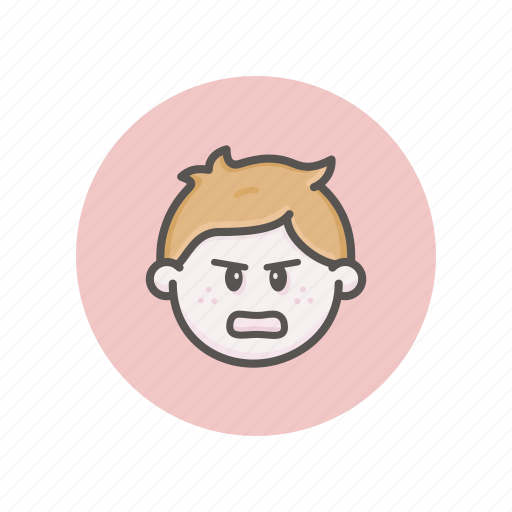 Kid, caucasian, face, avatar, angry, brown hair icon - Download on Iconfinder