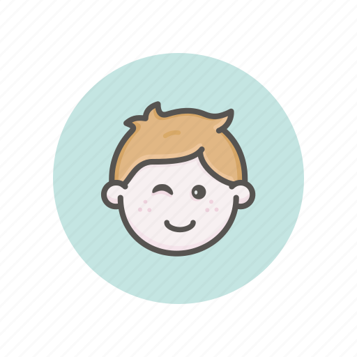 Happy, emoticon, winking eye, face avatar, boy, smile icon - Download on Iconfinder