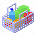 grocery, basket, isometric