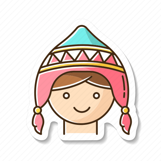 Handknit hat, girl in chullo, woolen headwear, national costume icon - Download on Iconfinder