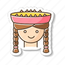 peruvian girl, smiling woman, national headdress, traditional hat