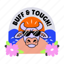 cool, bull, cow, pet, animal, typography