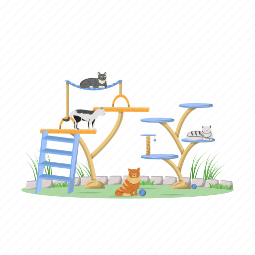 Playground, kitten, pet, jump, domestic animal illustration - Download on Iconfinder