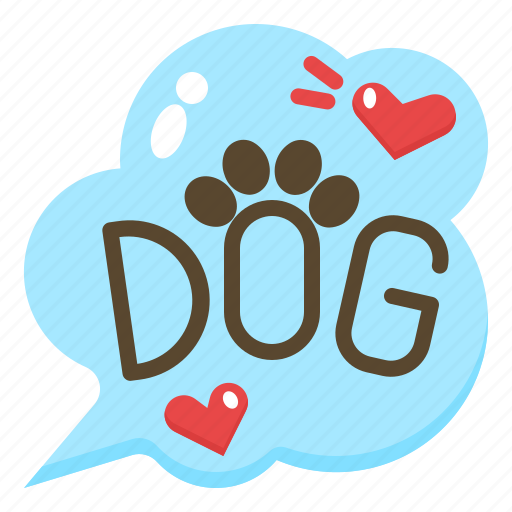 Dog, lettering, text, bubble, pets, label icon - Download on Iconfinder