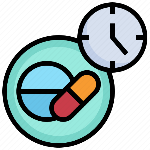 Time, drug, healthcare, and, medical, pills, clock icon - Download on Iconfinder