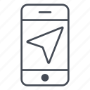 app, application, arrow, gps, navigation, phone, smartphone