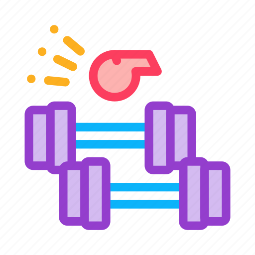 Coach, dumbbell, physical, pull, therapy, under, whistle icon - Download on Iconfinder