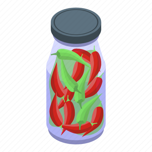 Pickled, chilli, pepper, isometric icon - Download on Iconfinder