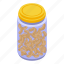pickled, beans, jar, isometric 