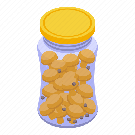 Pickled, mushrooms, isometric icon - Download on Iconfinder