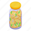 pickled, peach, slices, isometric 