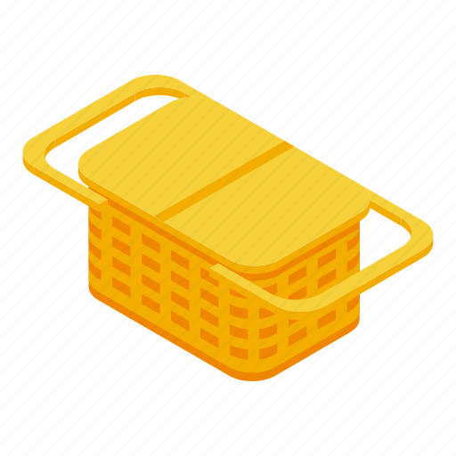 Small, picnic, basket, isometric icon - Download on Iconfinder