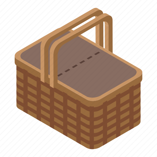 Camp, picnic, basket, isometric icon - Download on Iconfinder