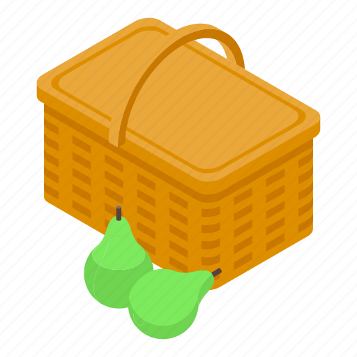 Picnic, basket, grapes, isometric icon - Download on Iconfinder