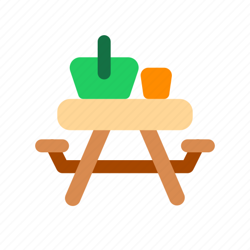 Picnic, table, bench, outdoor, dining, wooden, area icon - Download on Iconfinder