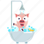 bathtub, emoji, emoticon, pig, smiley, sticker 