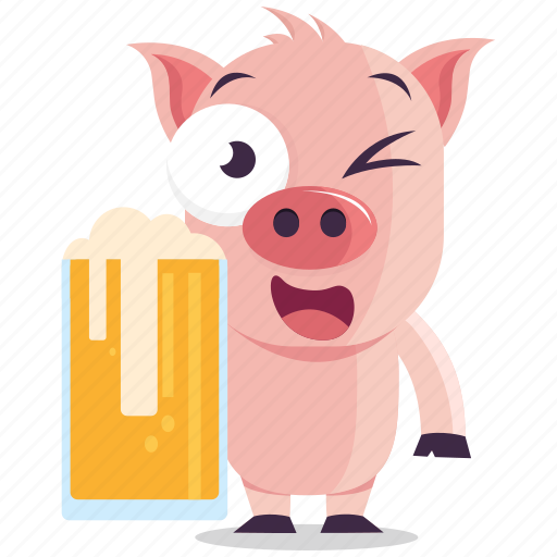 Beer, drink, emoji, emoticon, pig, smiley, sticker icon - Download on Iconfinder