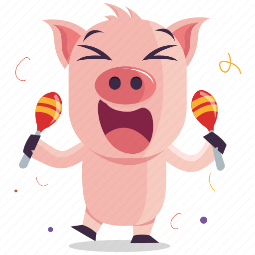 Celebration, emoji, emoticon, maracas, pig, smiley, sticker icon - Download on Iconfinder