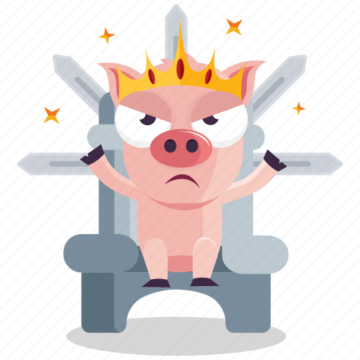 Emoji, emoticon, iron, pig, smiley, sticker, throne icon - Download on Iconfinder