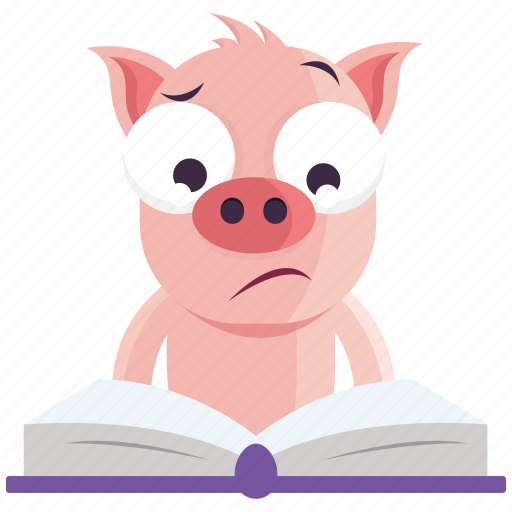 Emoji, emoticon, learn, pig, read, smiley, sticker icon - Download on Iconfinder