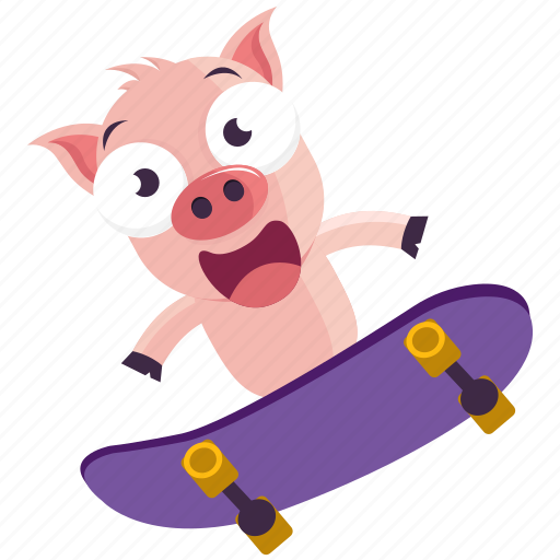 Emoji, emoticon, pig, skater, smiley, sticker icon - Download on Iconfinder