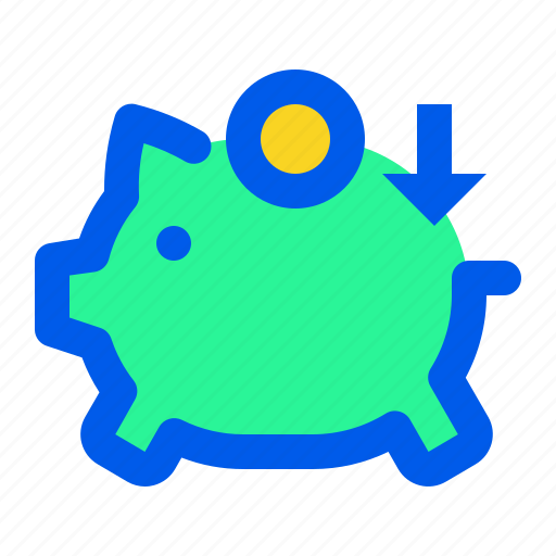 Bank, coin, down, piggy, save, saving icon - Download on Iconfinder