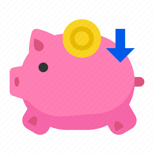Bank, coin, down, piggy, save, saving icon - Download on Iconfinder