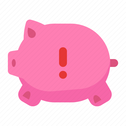 Bank, exclamation, mark, piggy, save, saving icon - Download on Iconfinder