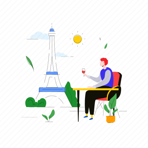 Eiffel, tower, tourist, restaurant, paris illustration - Download on Iconfinder