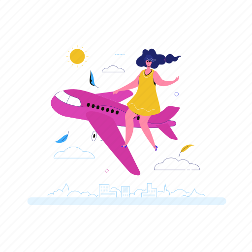 Flight, plane, vacation, tourism illustration - Download on Iconfinder
