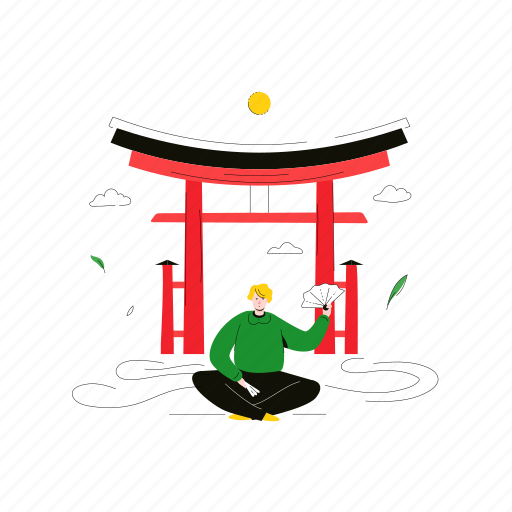 Torii, japan, landmark, tourist illustration - Download on Iconfinder