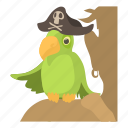 bird, cartoon, cute, hat, parrot, pirate, skull